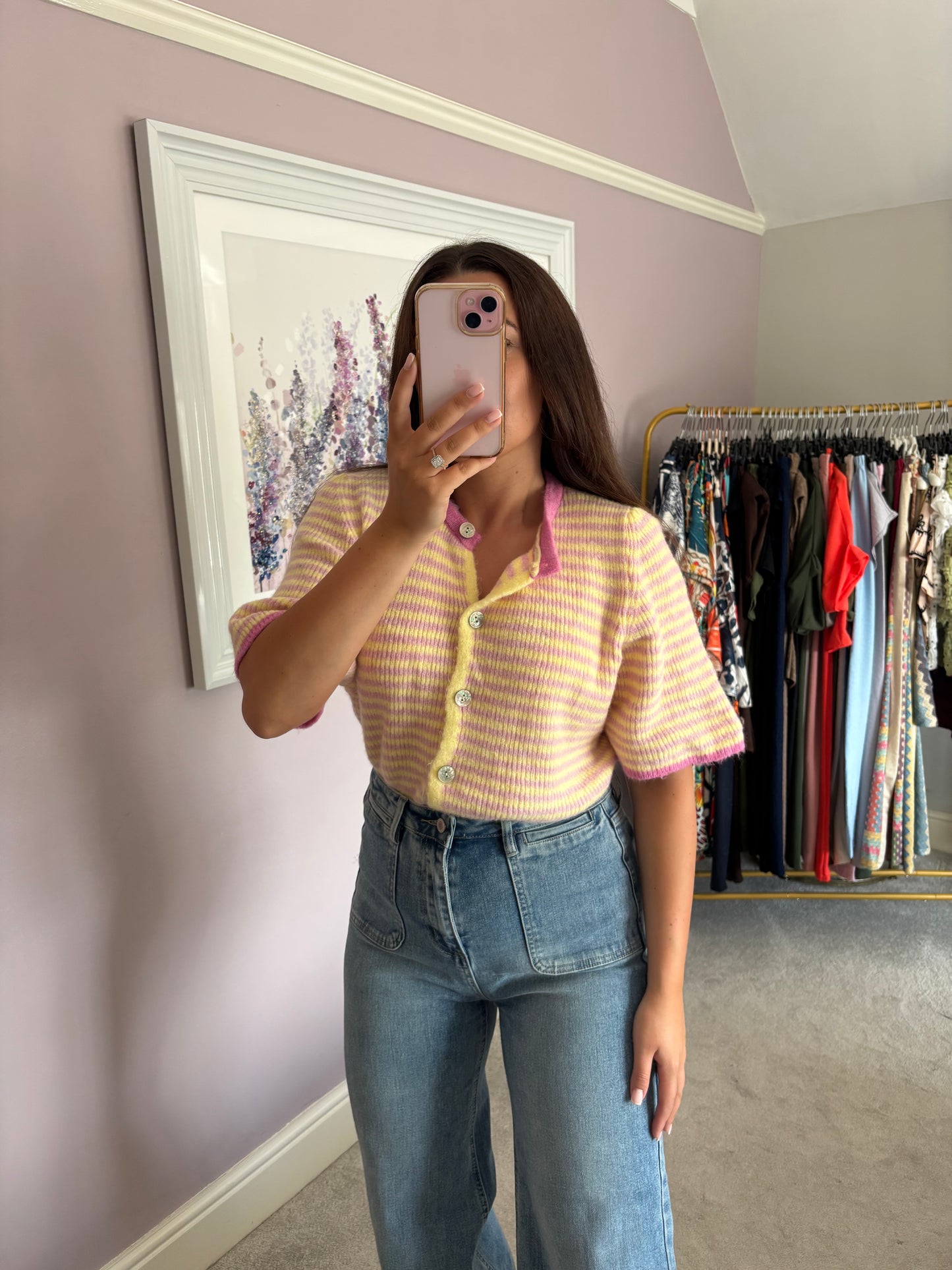 Short sleeve button top - yellow