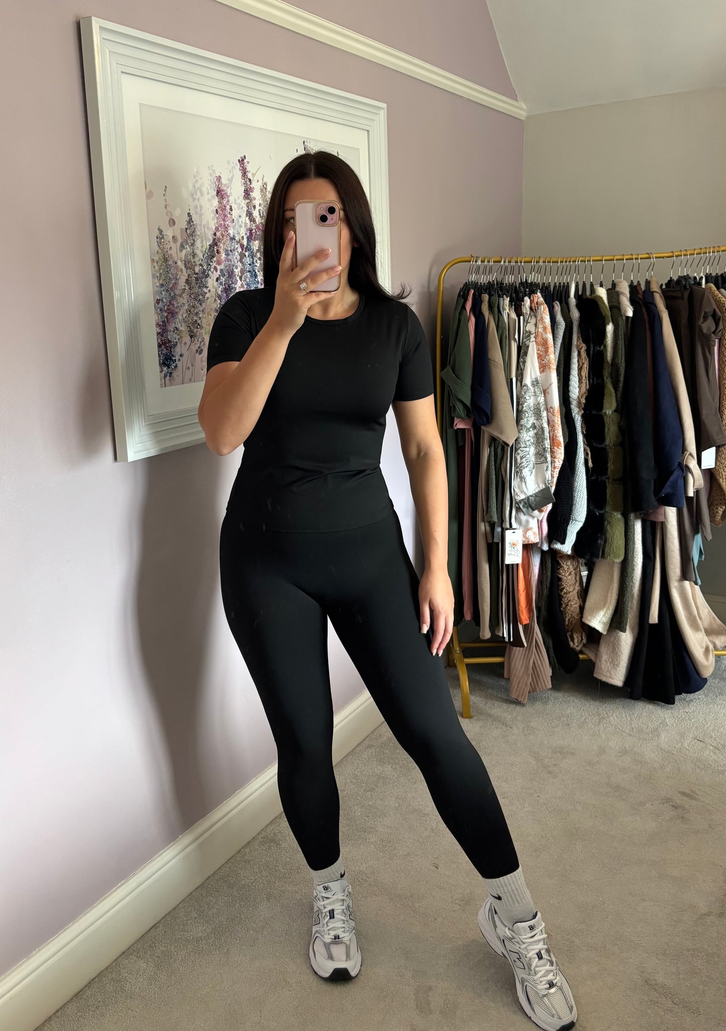 Top and leggings gym set - black