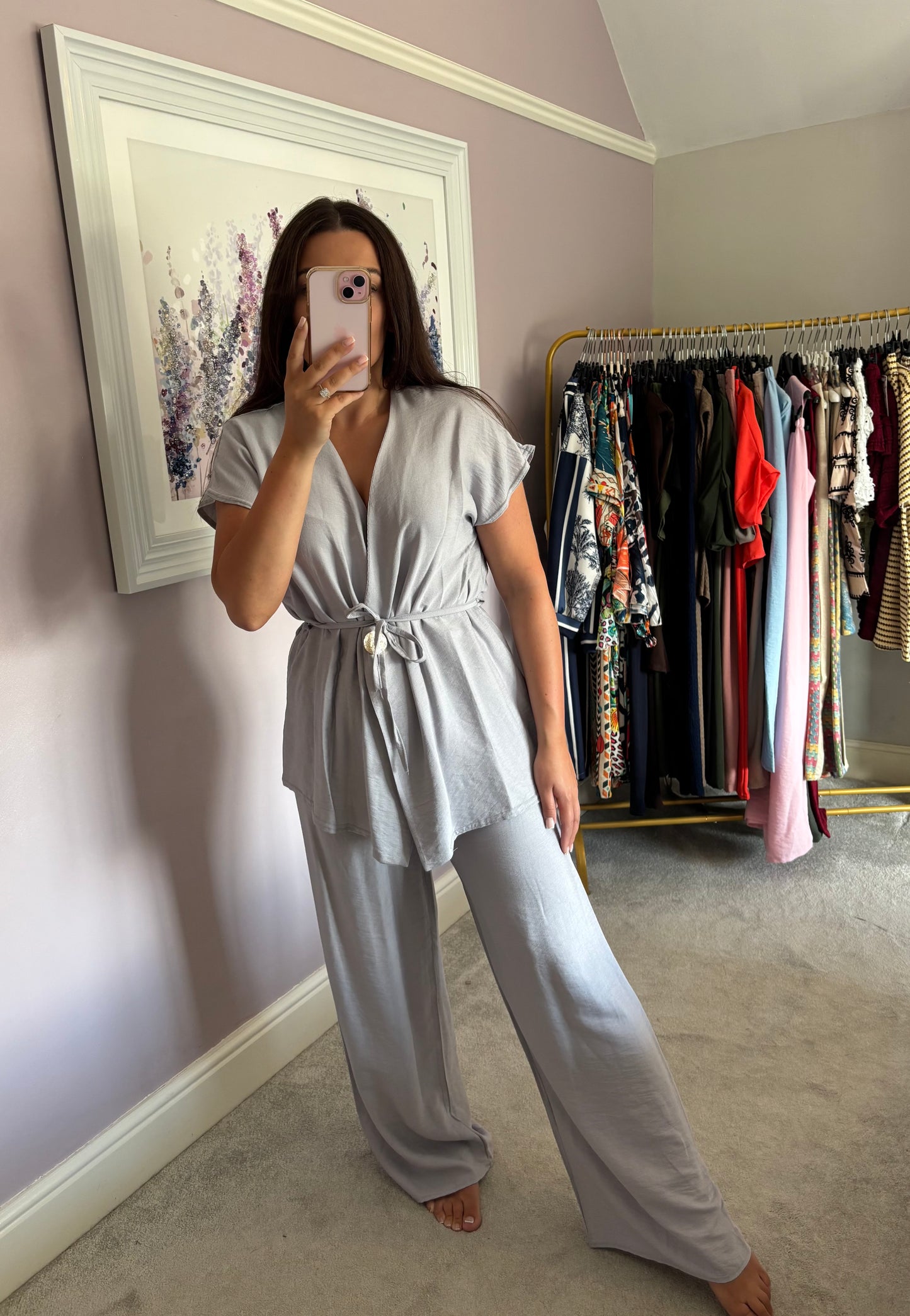 Tie loungewear set - grey