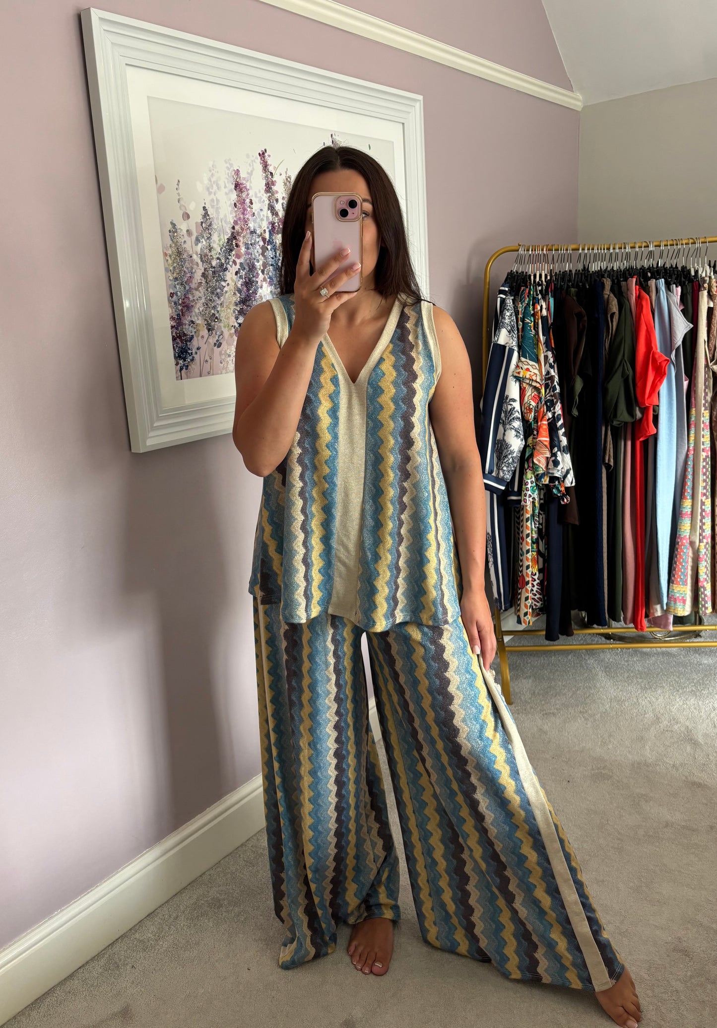 Vest and wide leg trouser set - blue