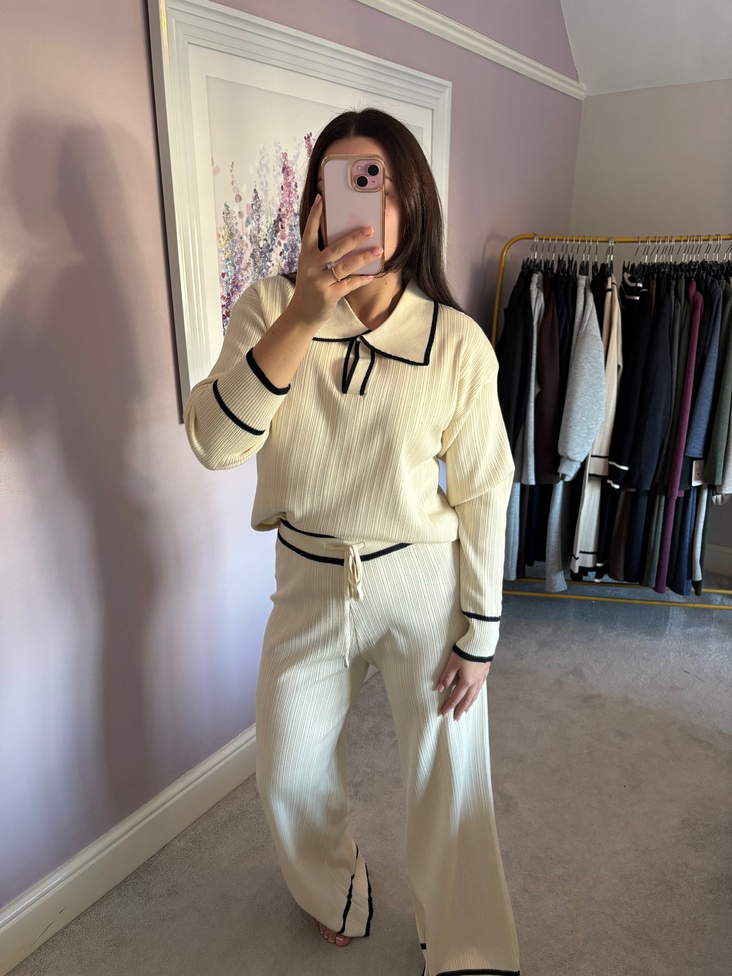 Stripe lounge wear set - cream