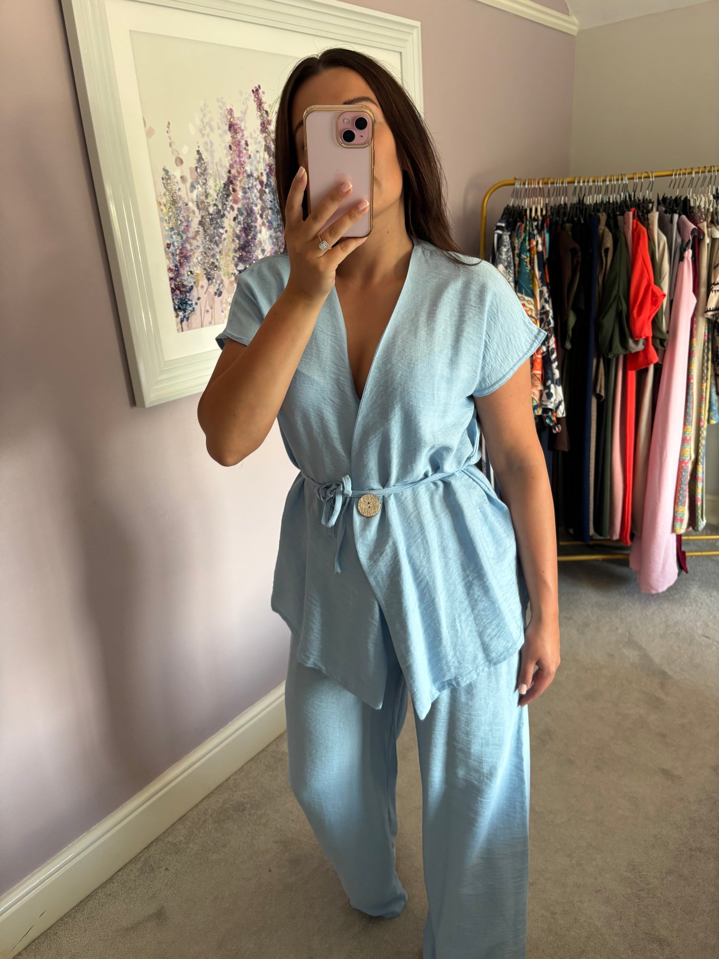 Tie loungewear set - baby blue
