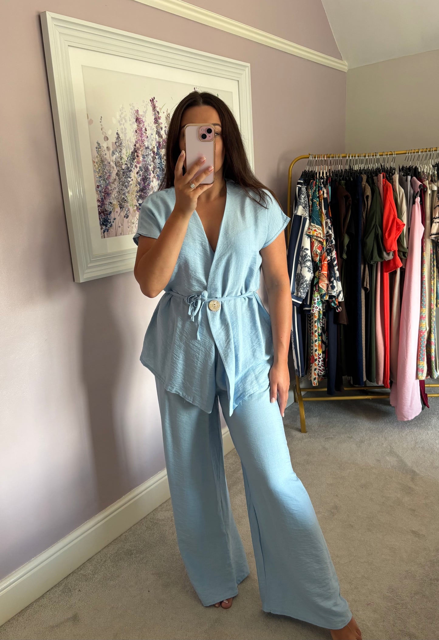 Tie loungewear set - baby blue