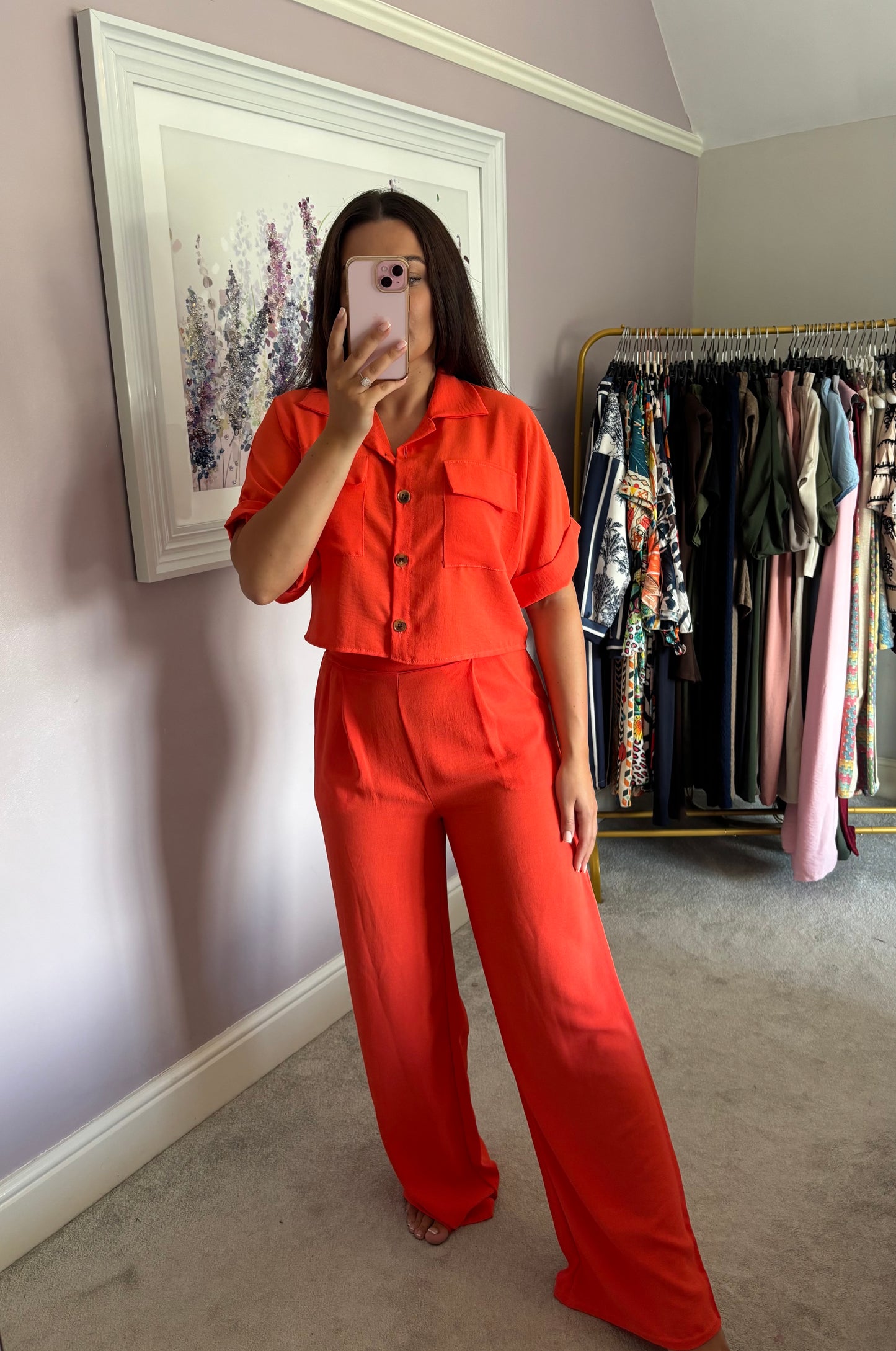 Cropped Loungwear set - coral