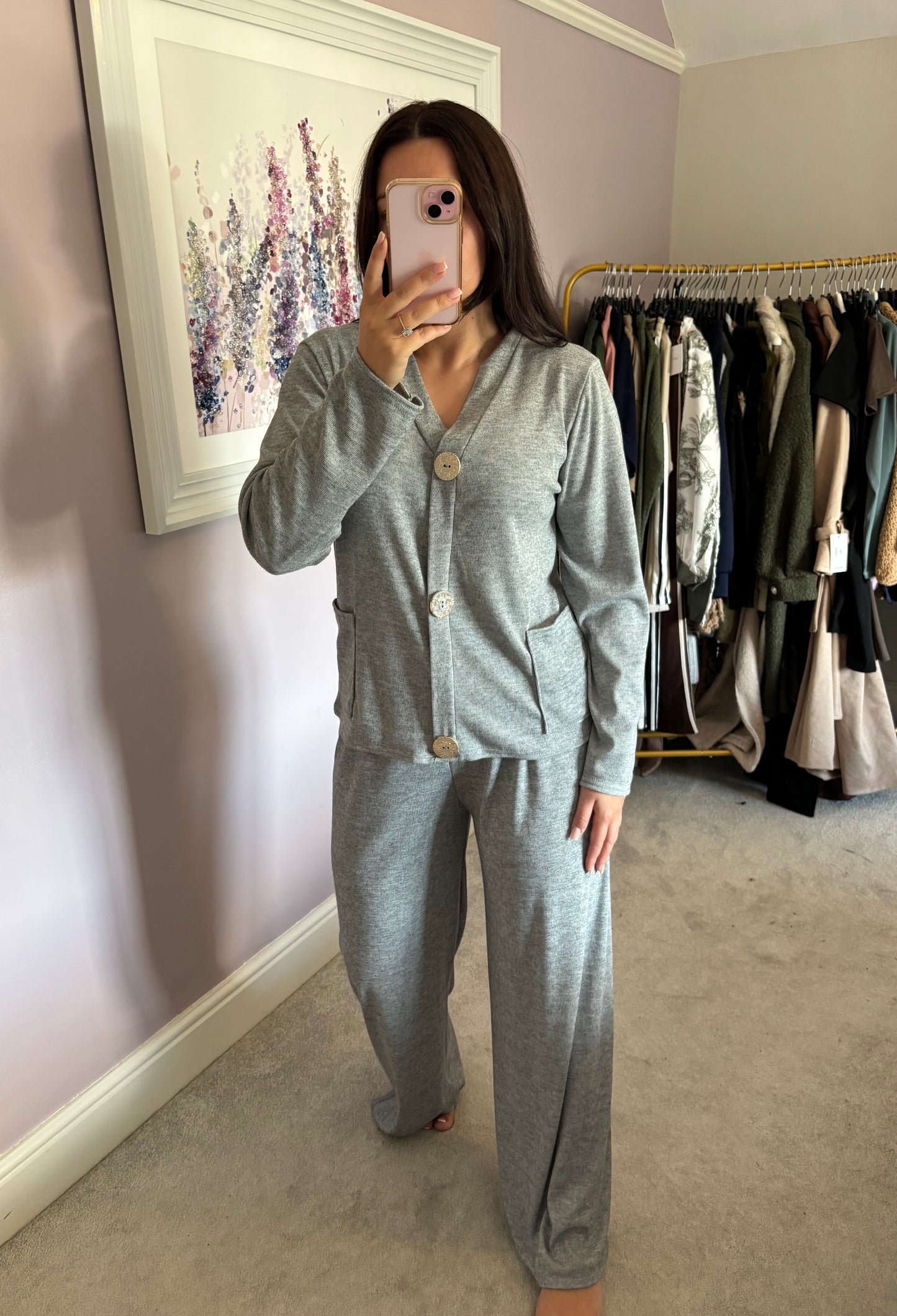 Cardigan loungewear set - grey