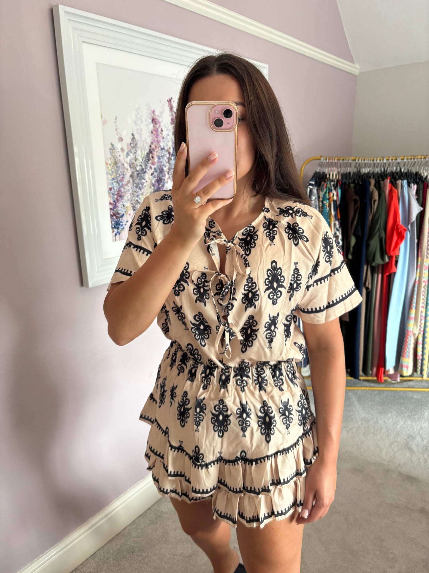 Top and skort set - beige