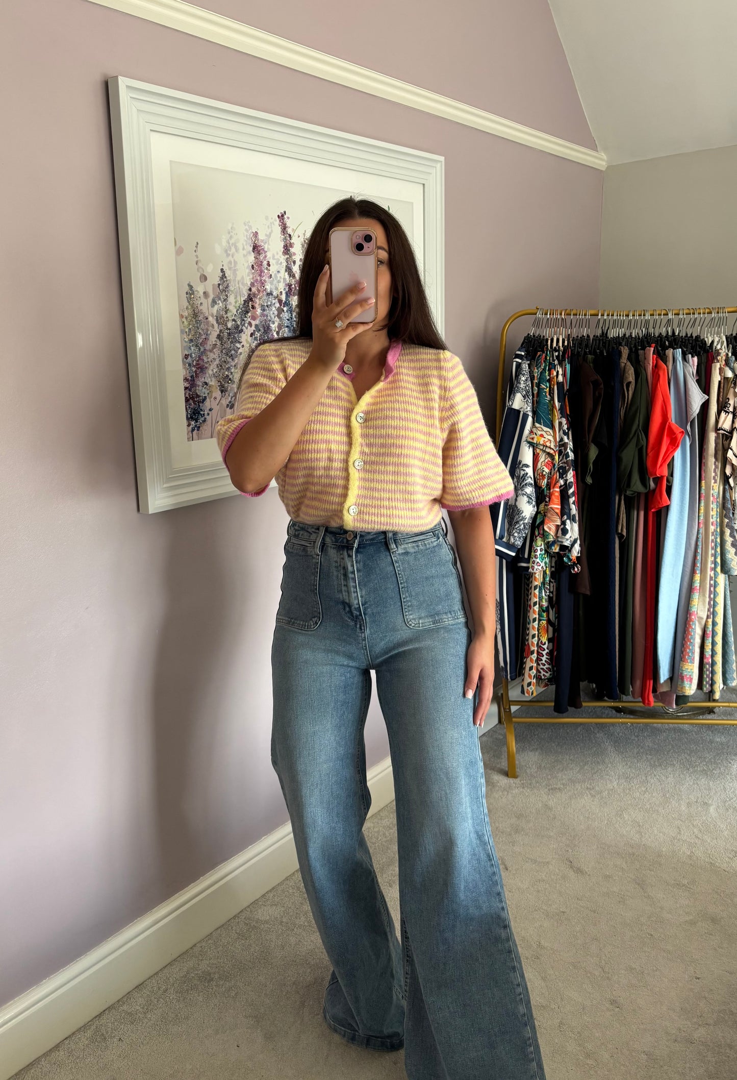 Short sleeve button top - yellow