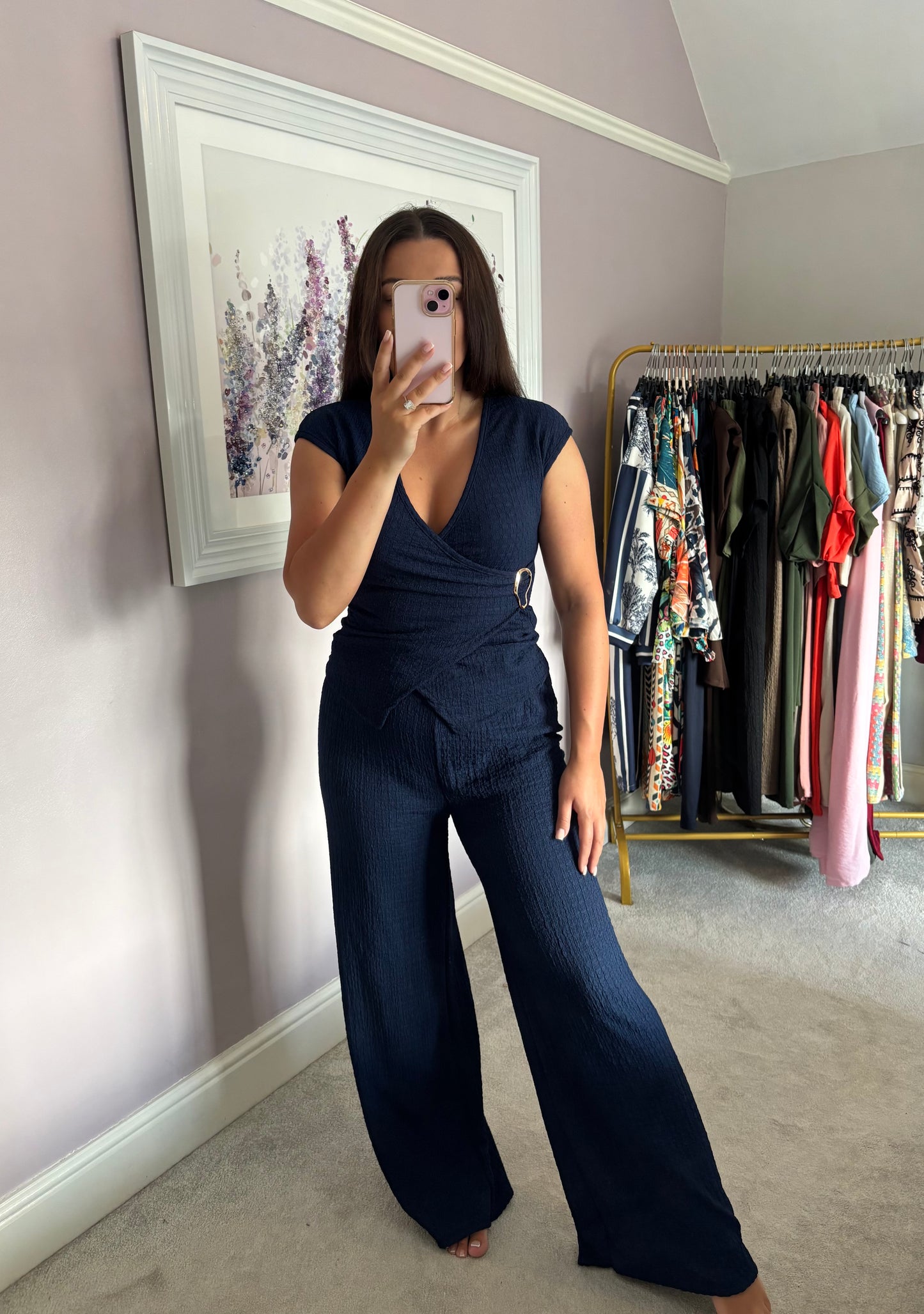 V neck loungewear set - navy