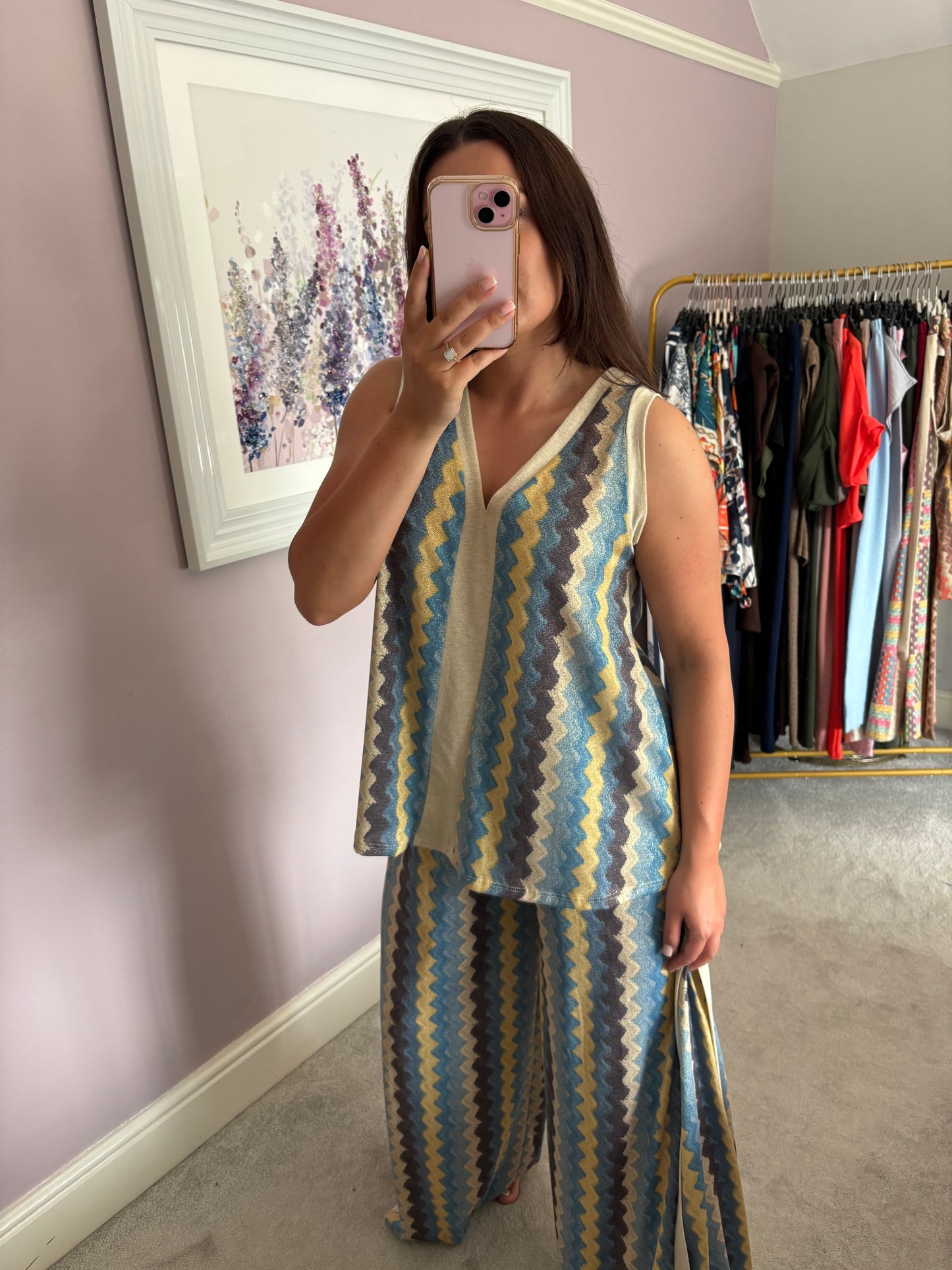 Vest and wide leg trouser set - blue