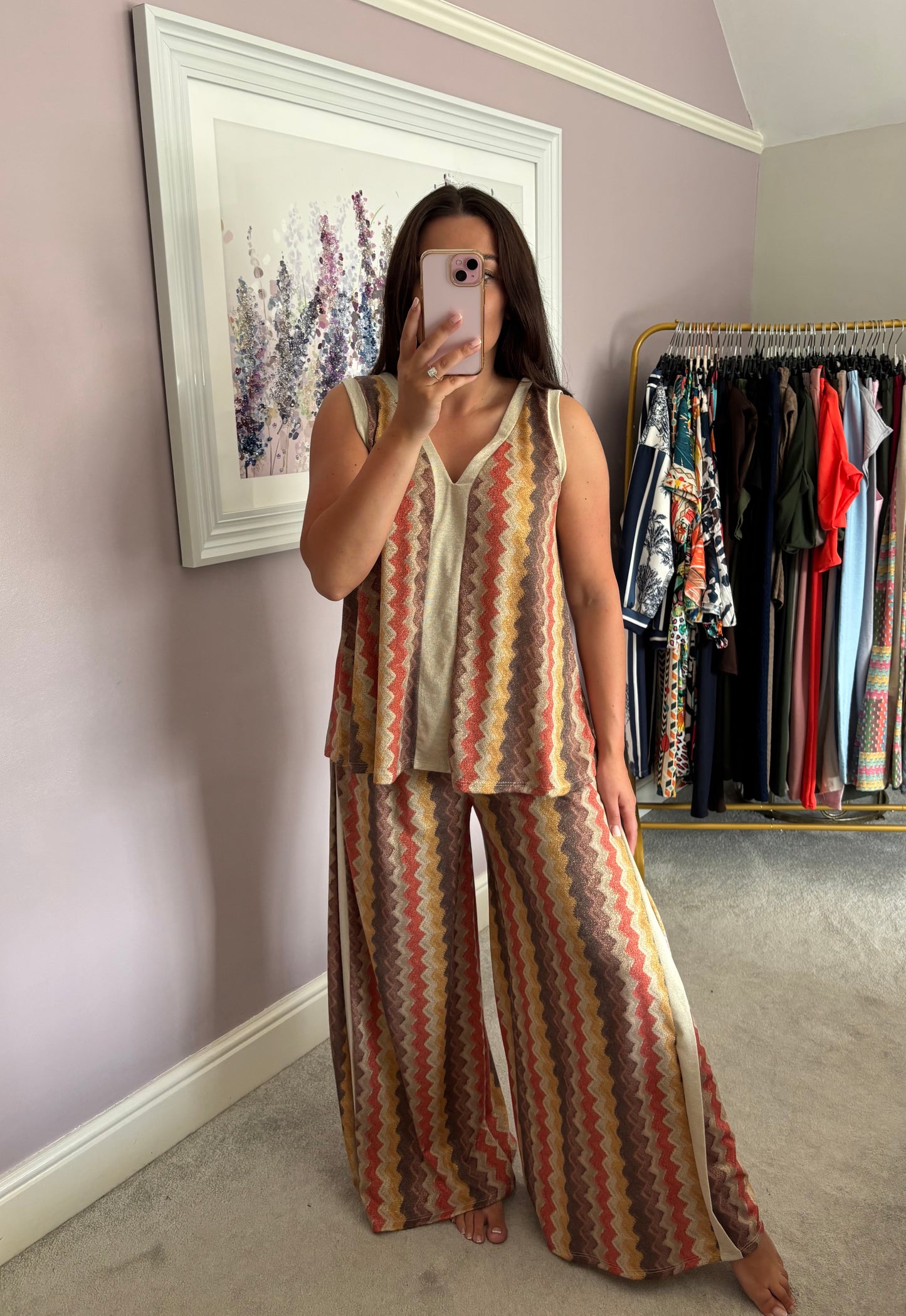 Vest and wide leg trouser set - orange