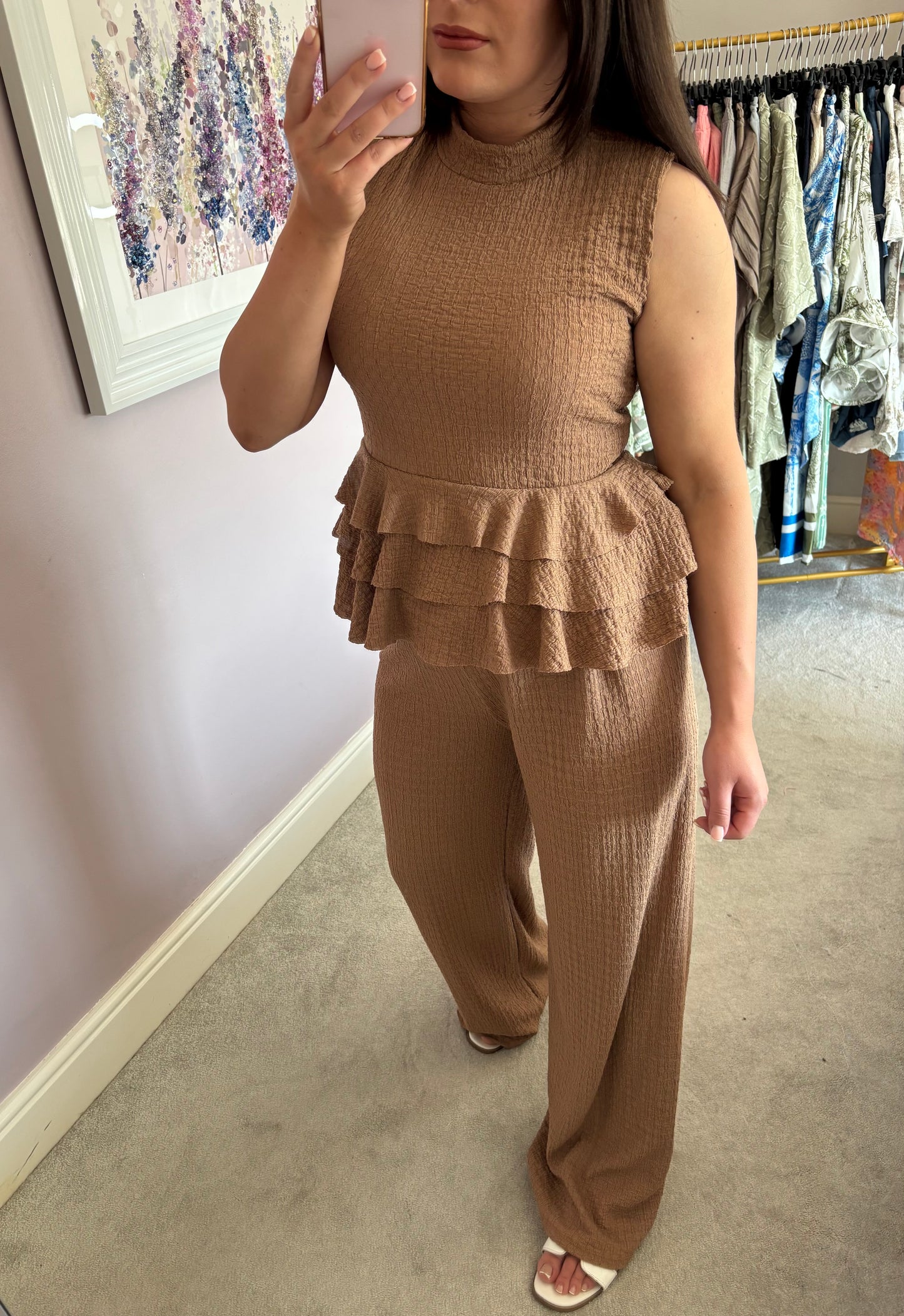 Peplum top and trouser set