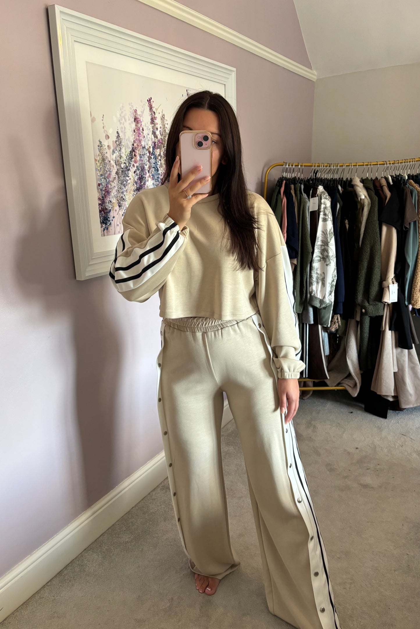Stripe loungewear set - cream