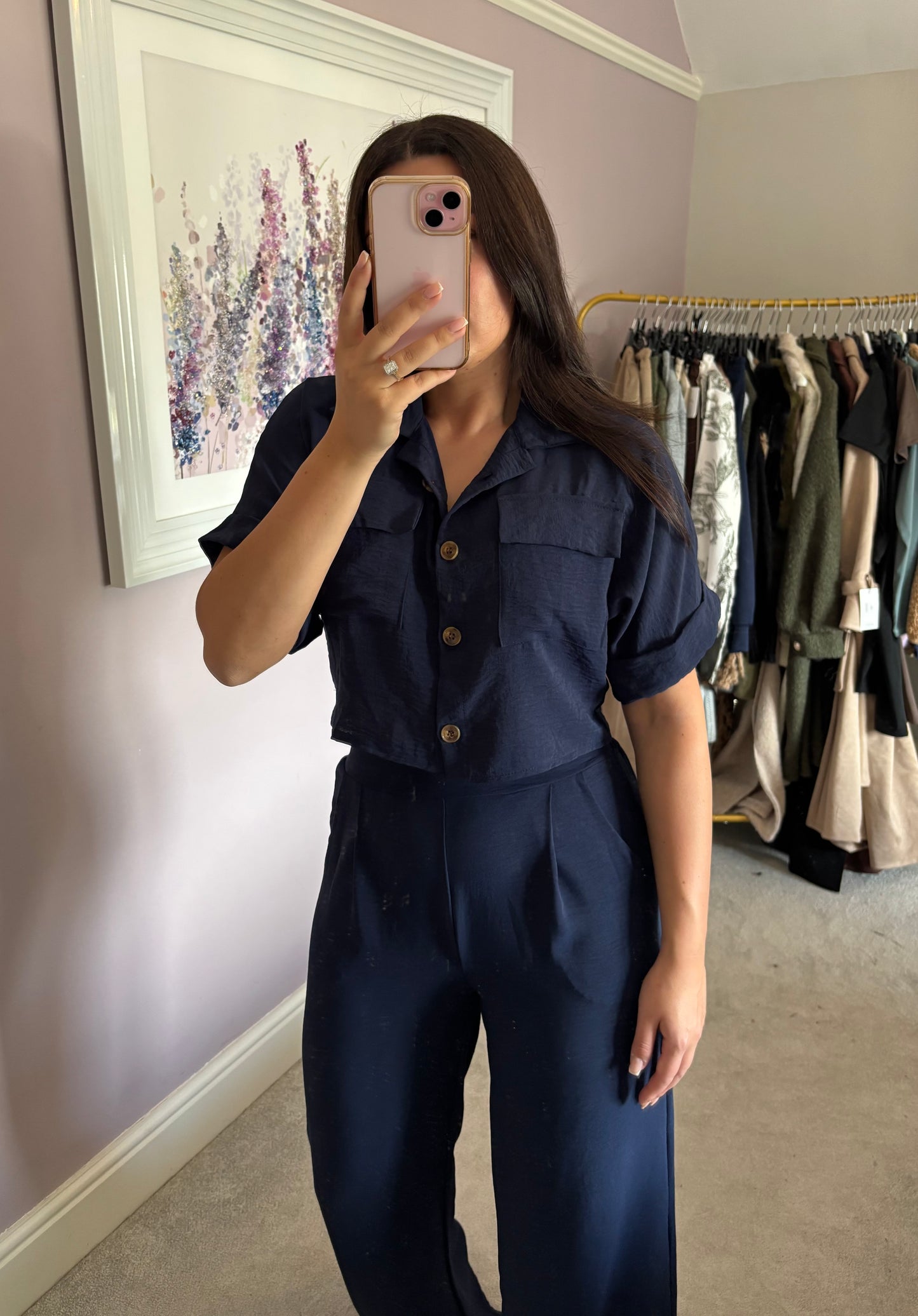 Cropped loungewear set - navy