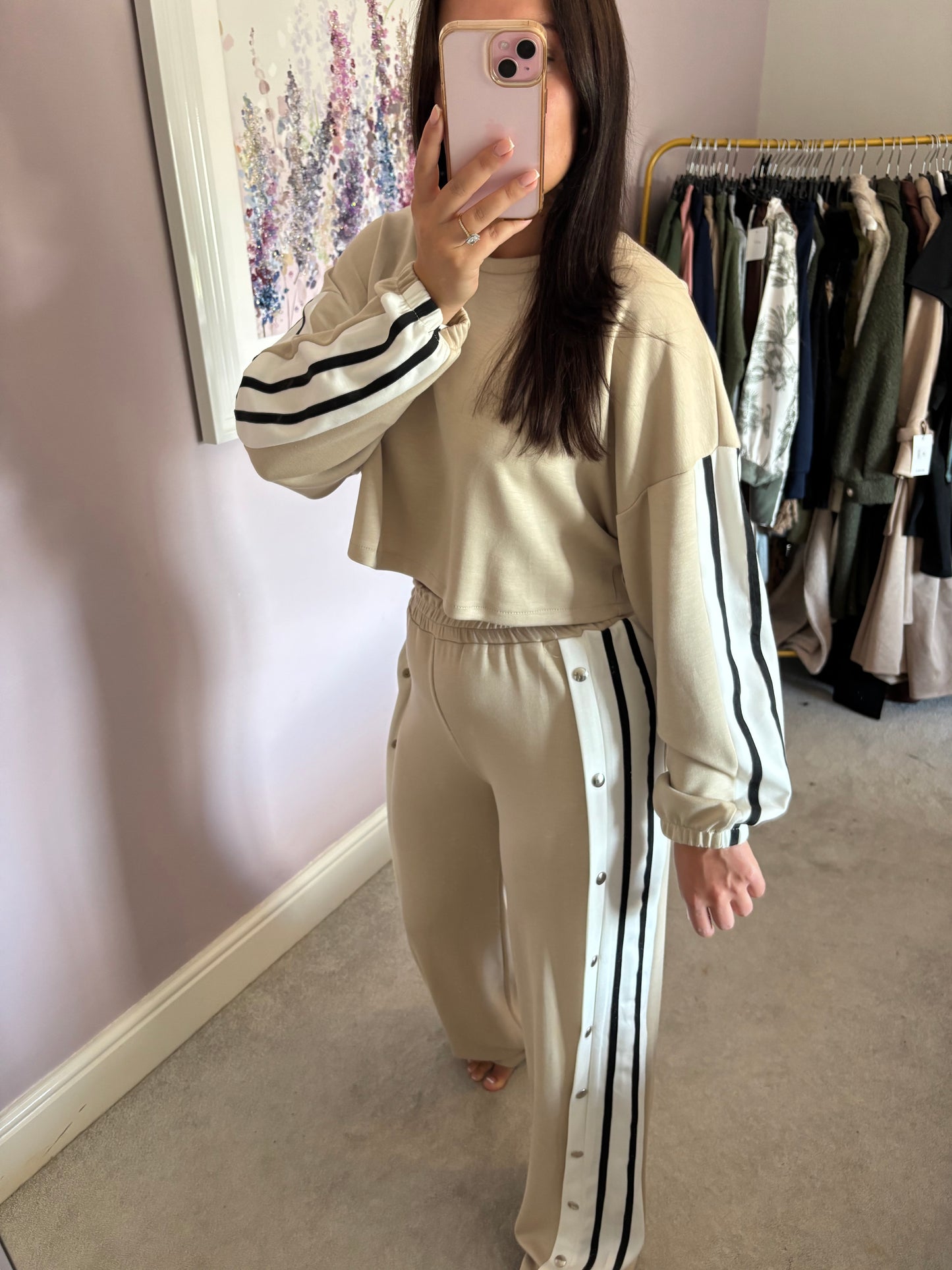 Stripe loungewear set - cream
