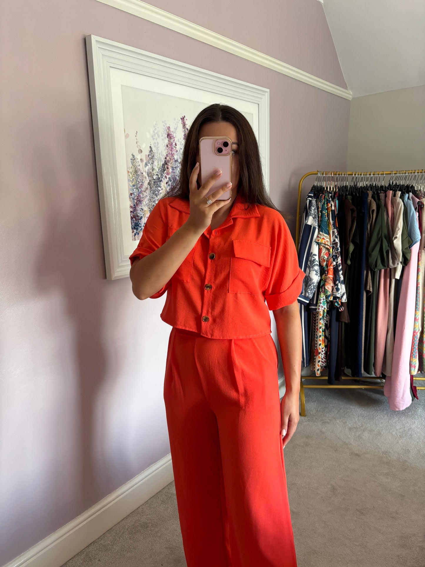 Cropped Loungwear set - coral