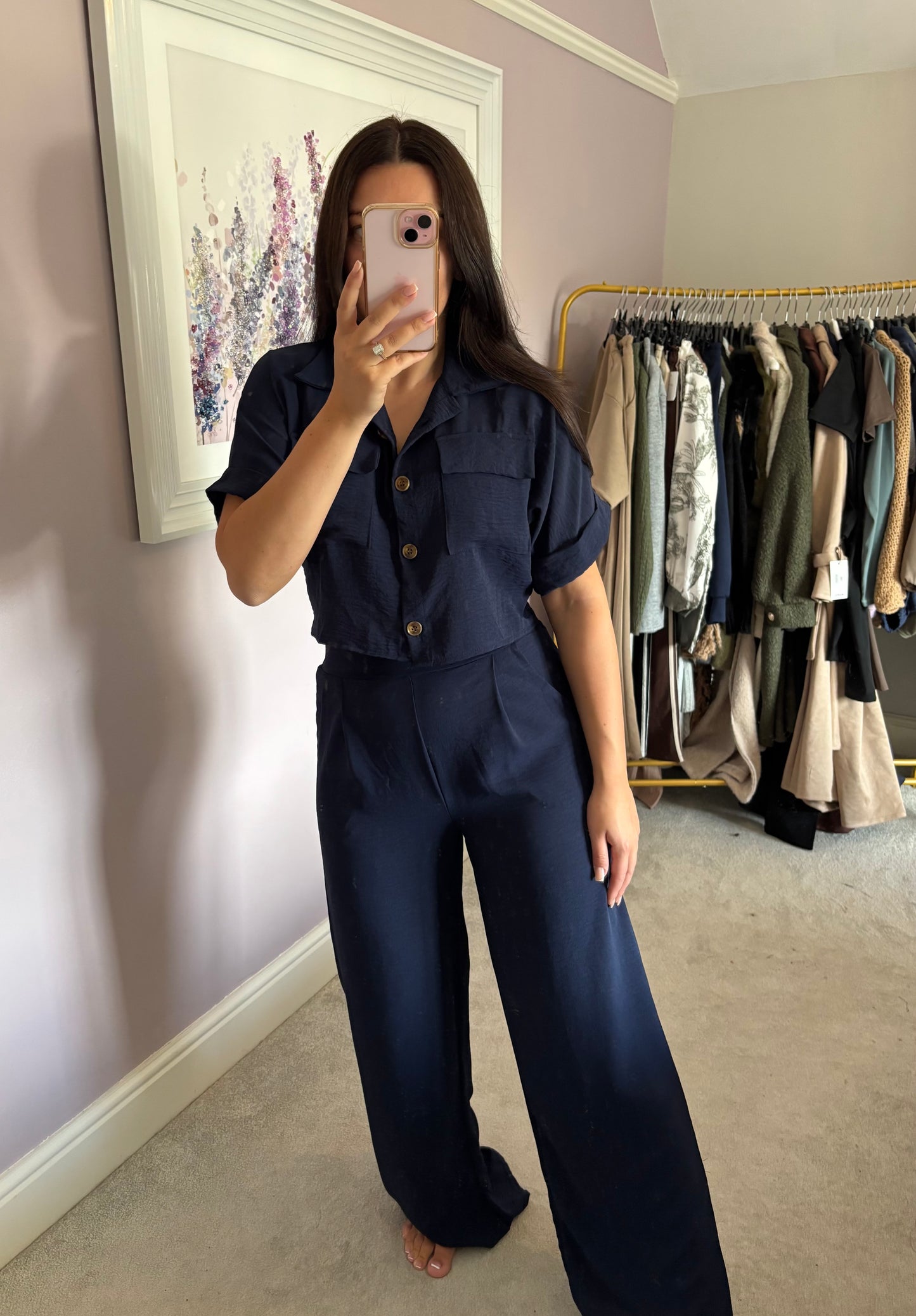 Cropped loungewear set - navy