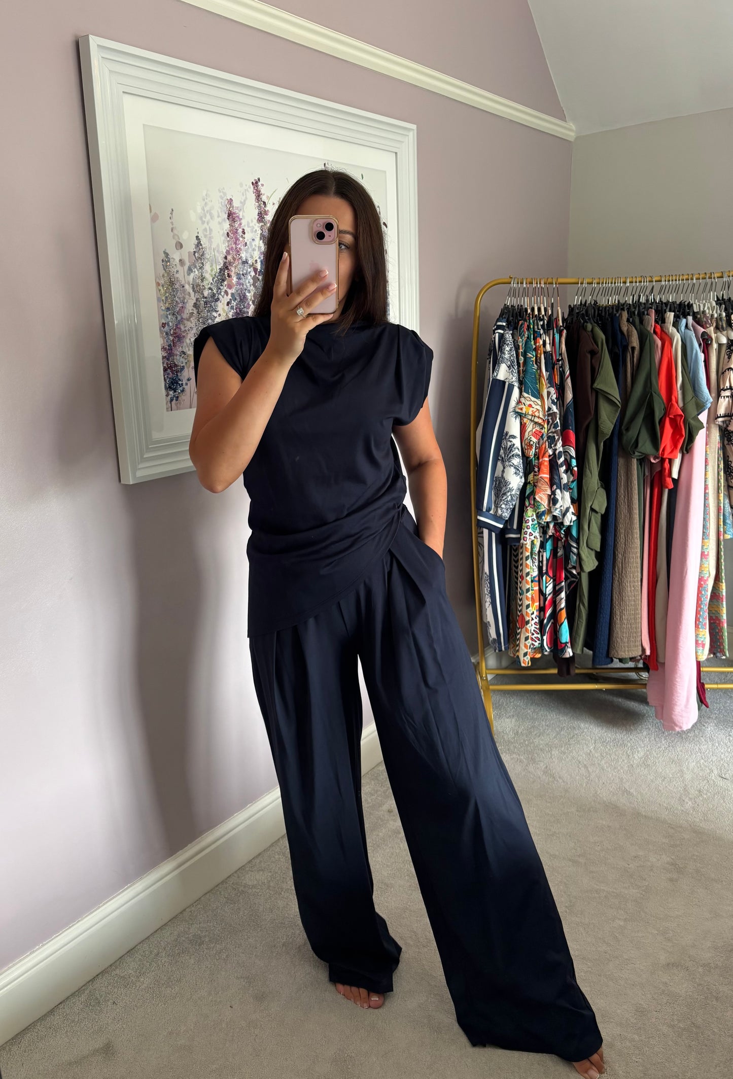 Shoulder pad loungewear set - navy