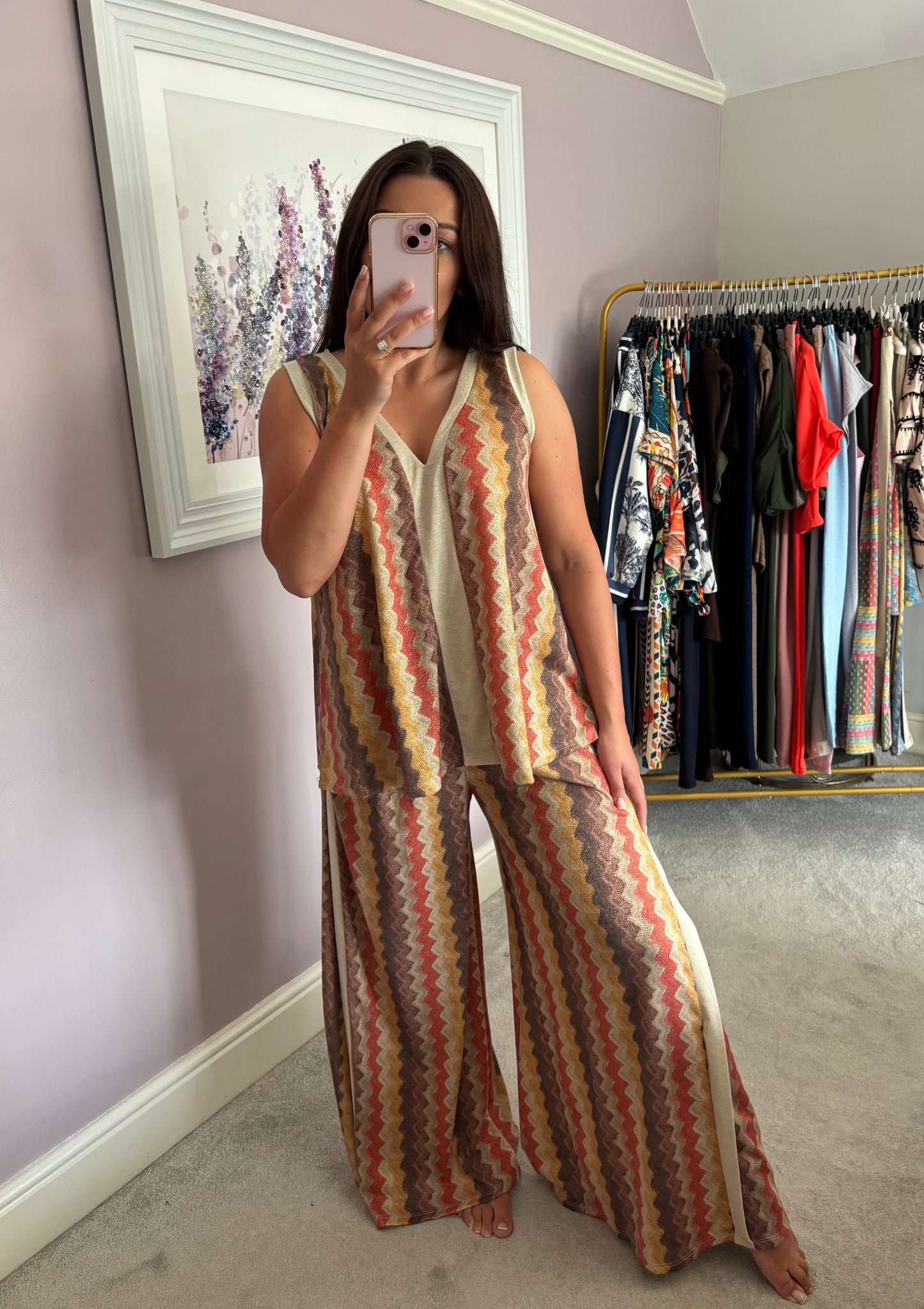 Vest and wide leg trouser set - orange