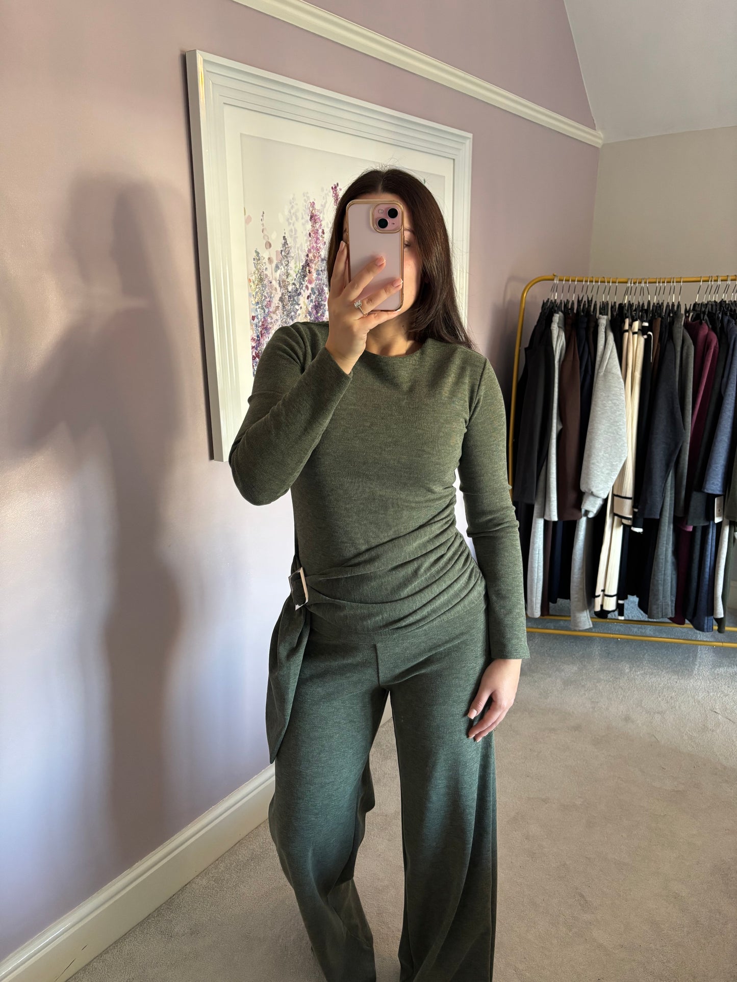 Side buckle lounge wear set - khaki