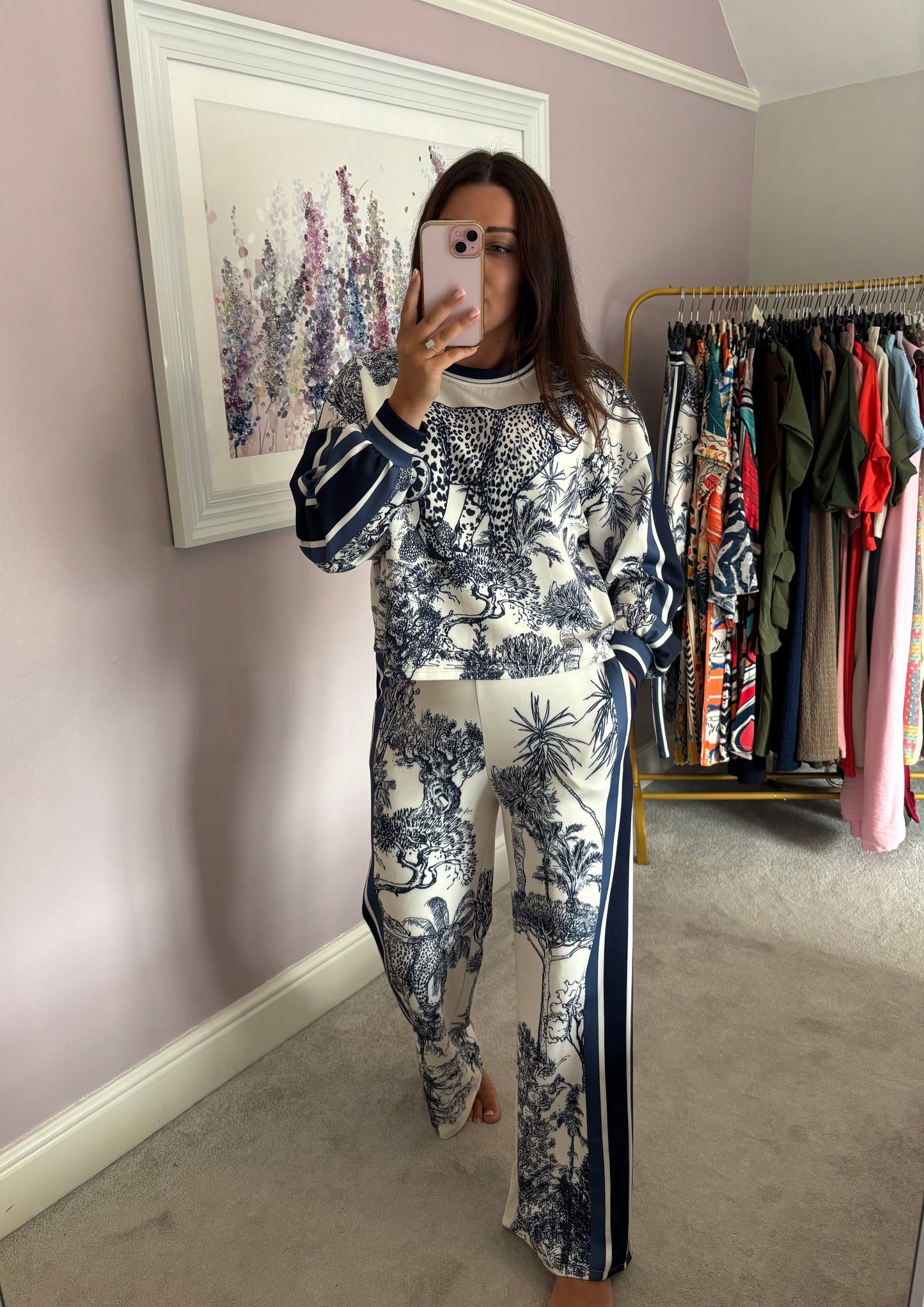 Safari pattern lounge set - navy