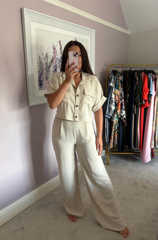 Cropped loungewear set - cream
