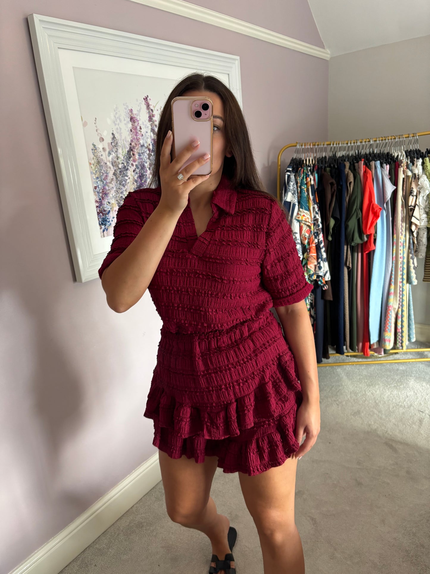 Top and skort set - burgundy