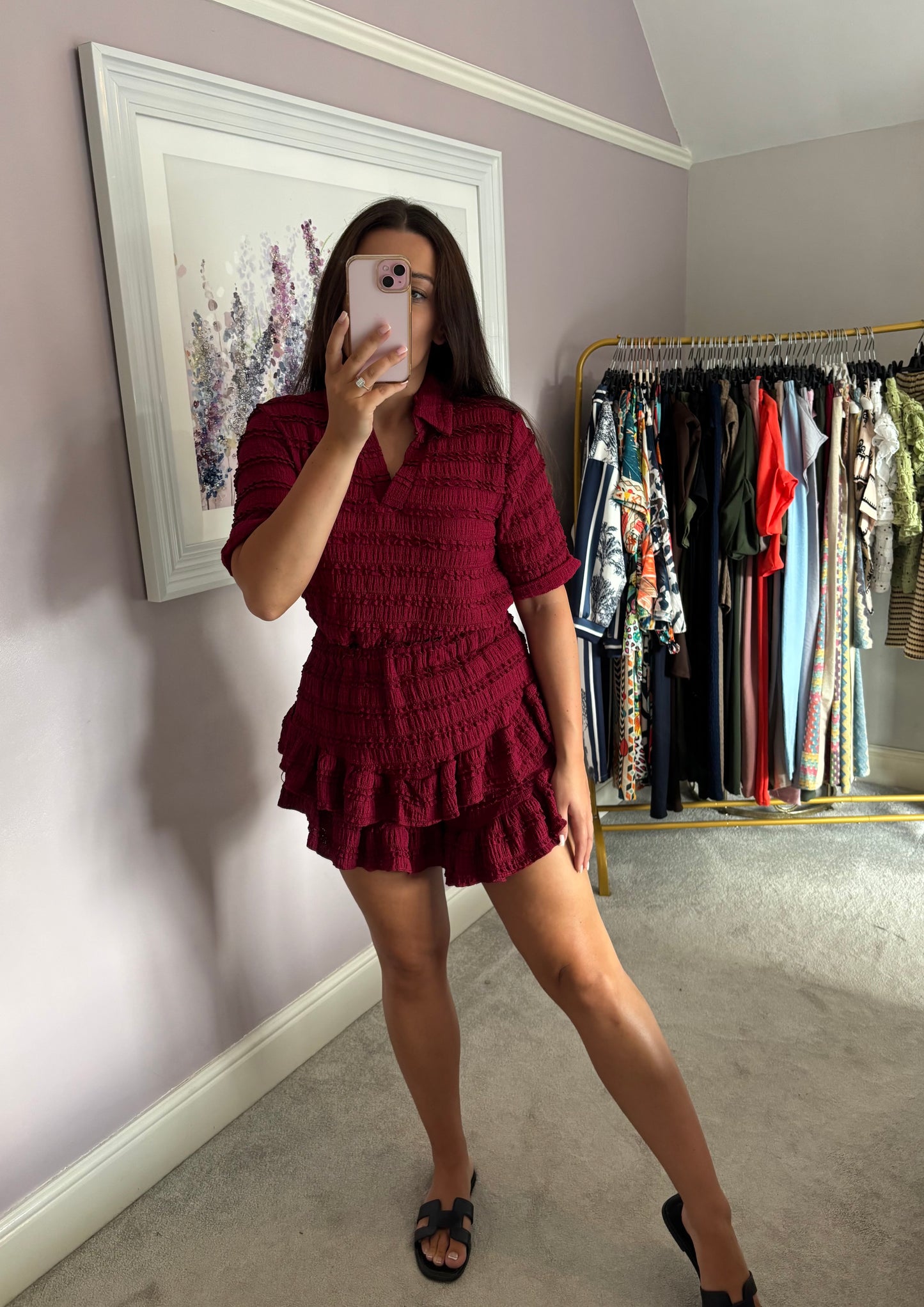 Top and skort set - burgundy