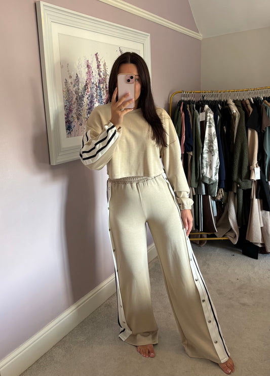 Stripe loungewear set - cream