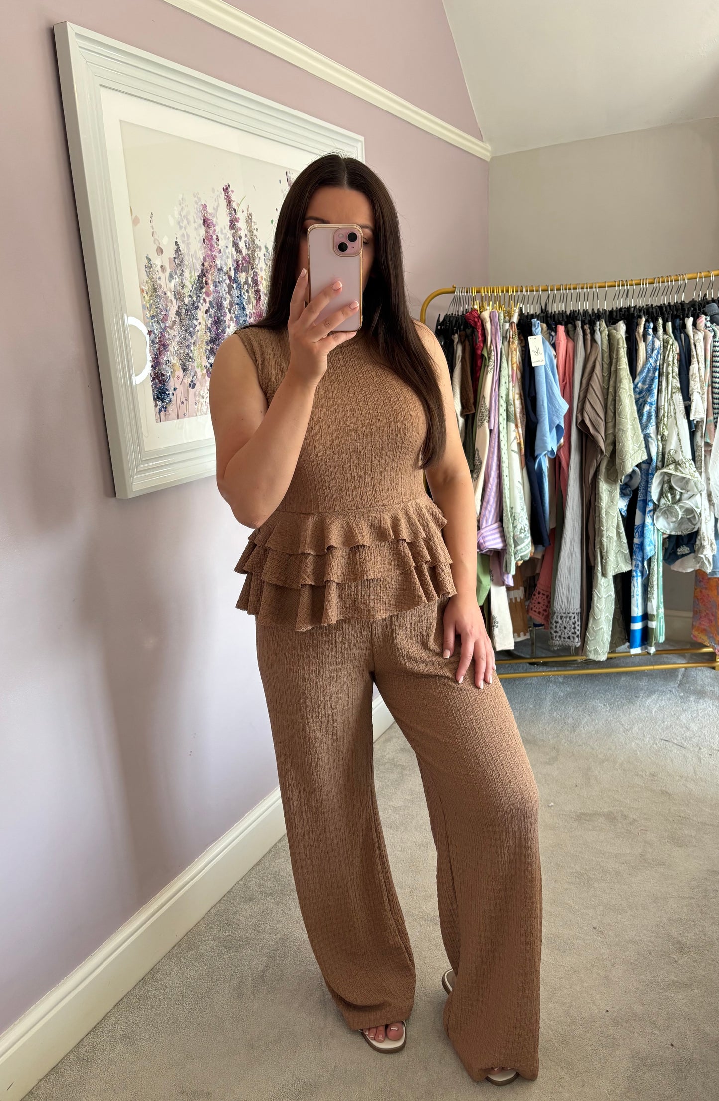 Peplum top and trouser set