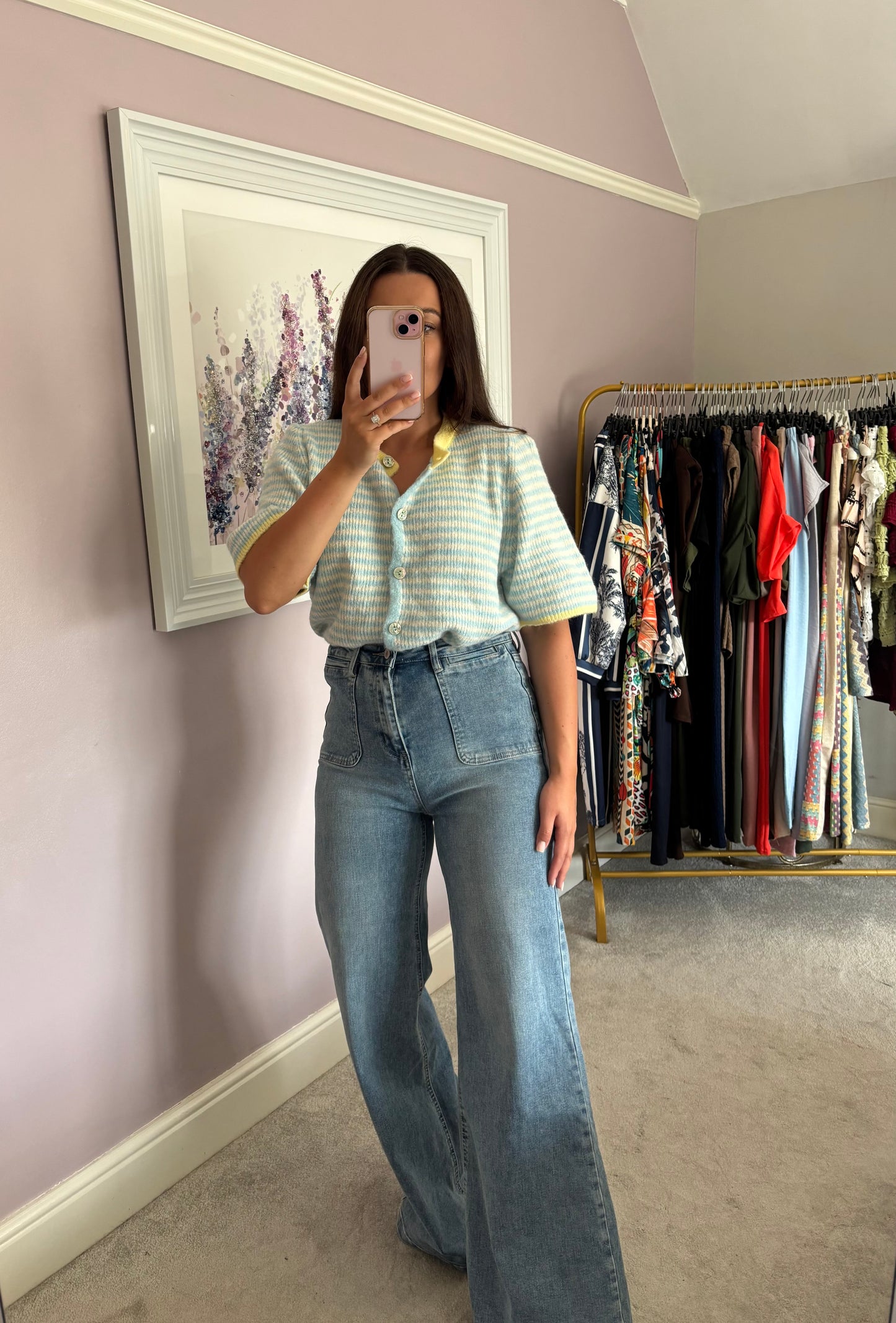 Short sleeve button top - blue