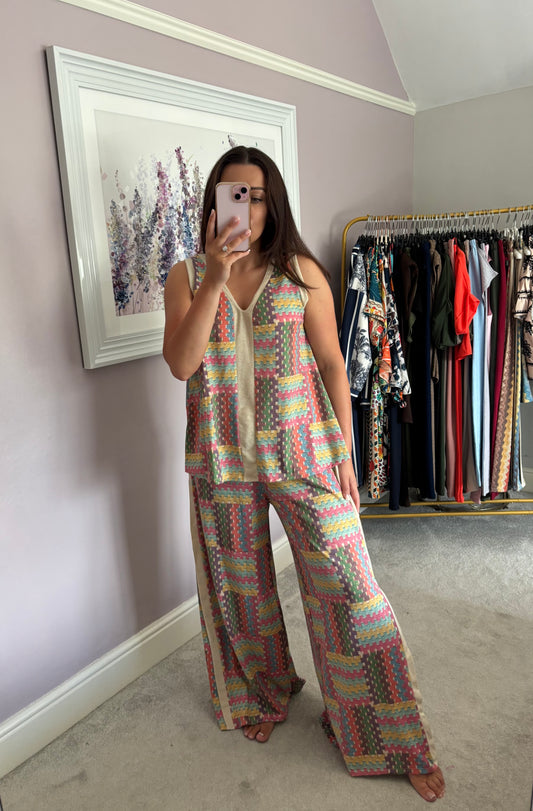 Vest and wide leg trouser set - pink