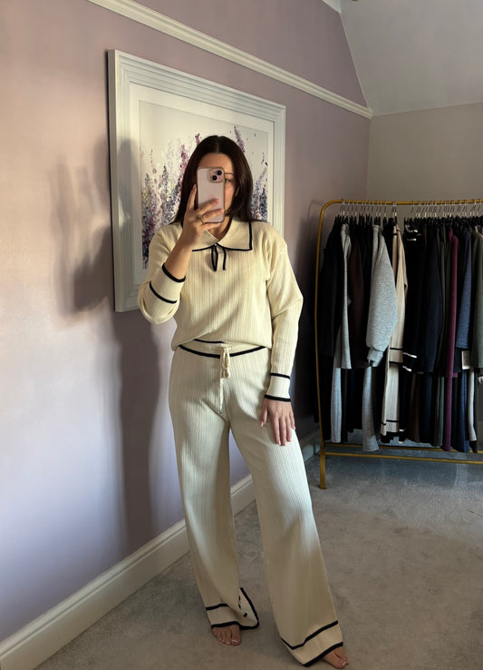 Stripe lounge wear set - cream