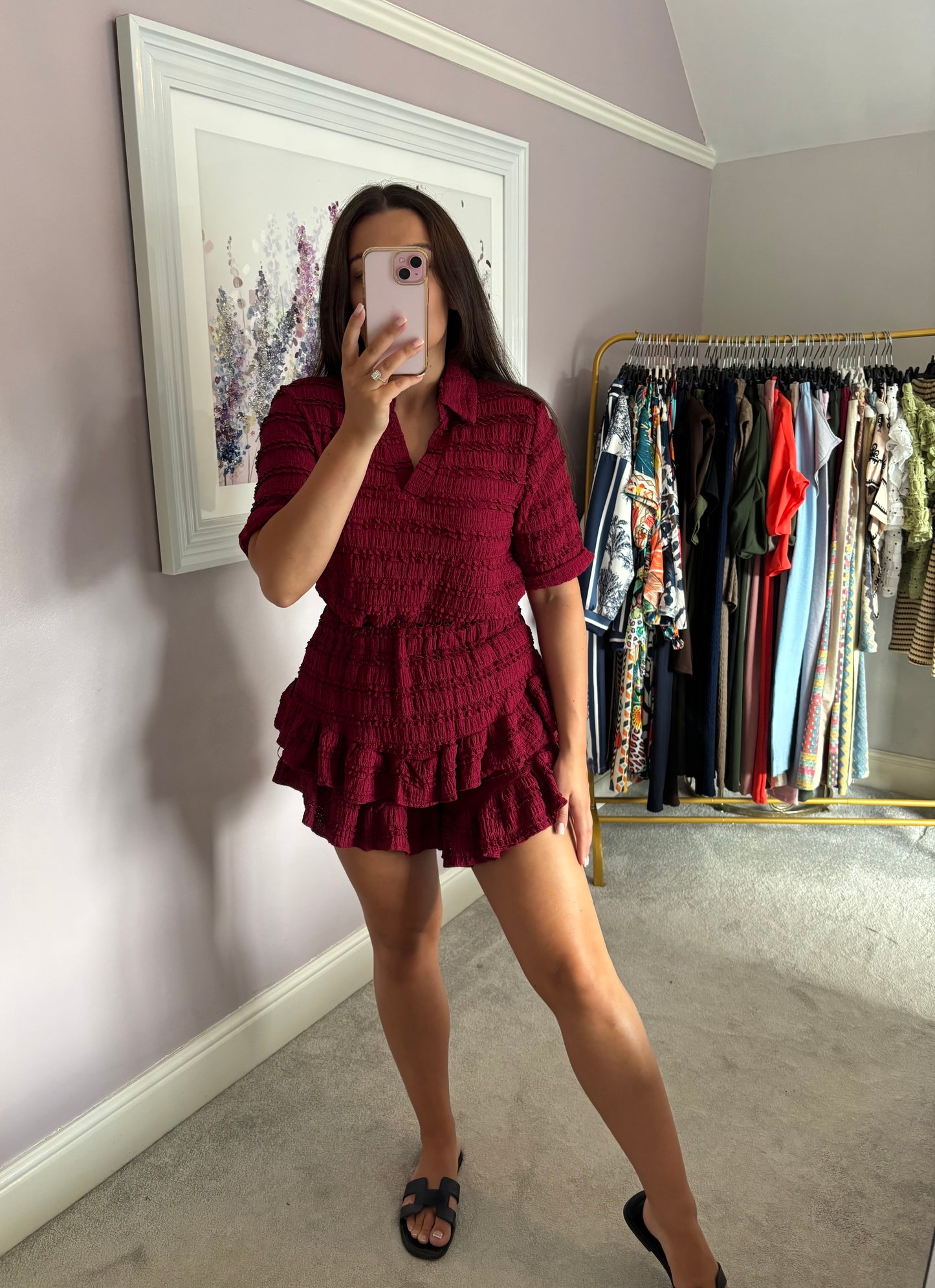Top and skort set - burgundy