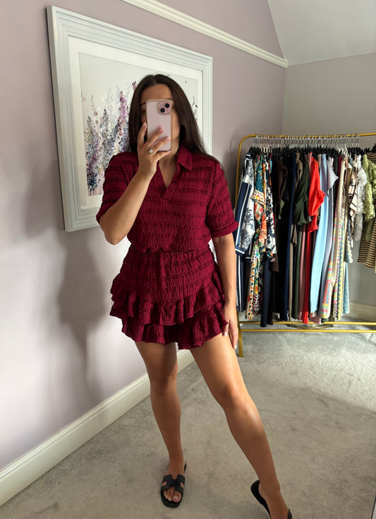 Top and skort set - burgundy