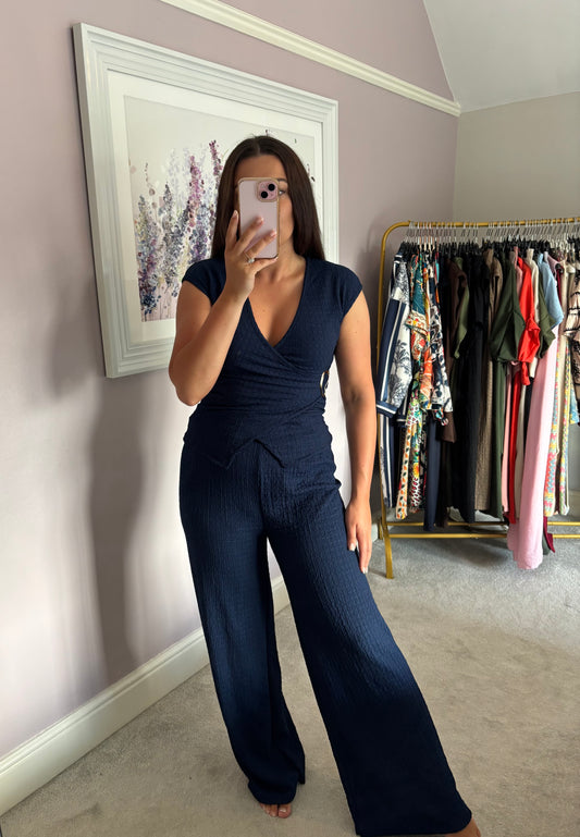 V neck loungewear set - navy