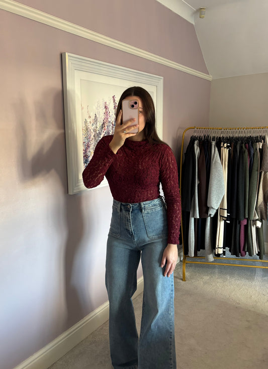 Lace top - burgundy