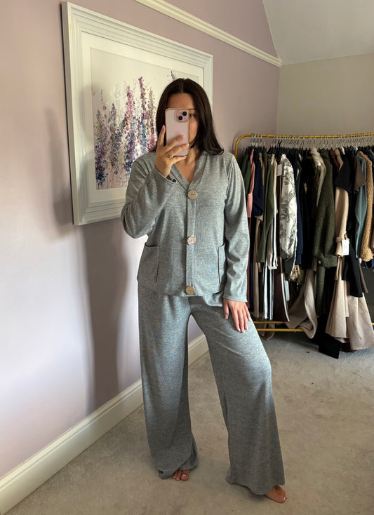 Cardigan loungewear set - grey