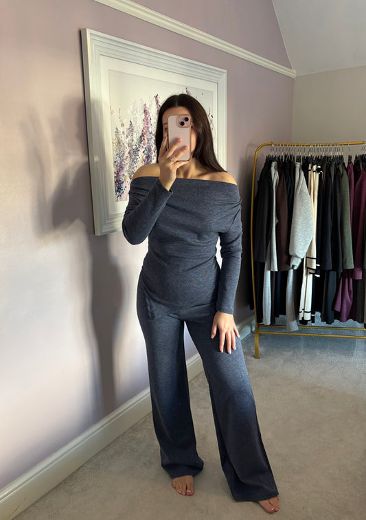 Off shoulder lounge set - navy
