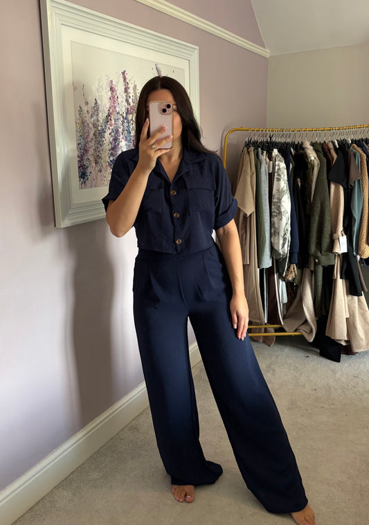 Cropped loungewear set - navy