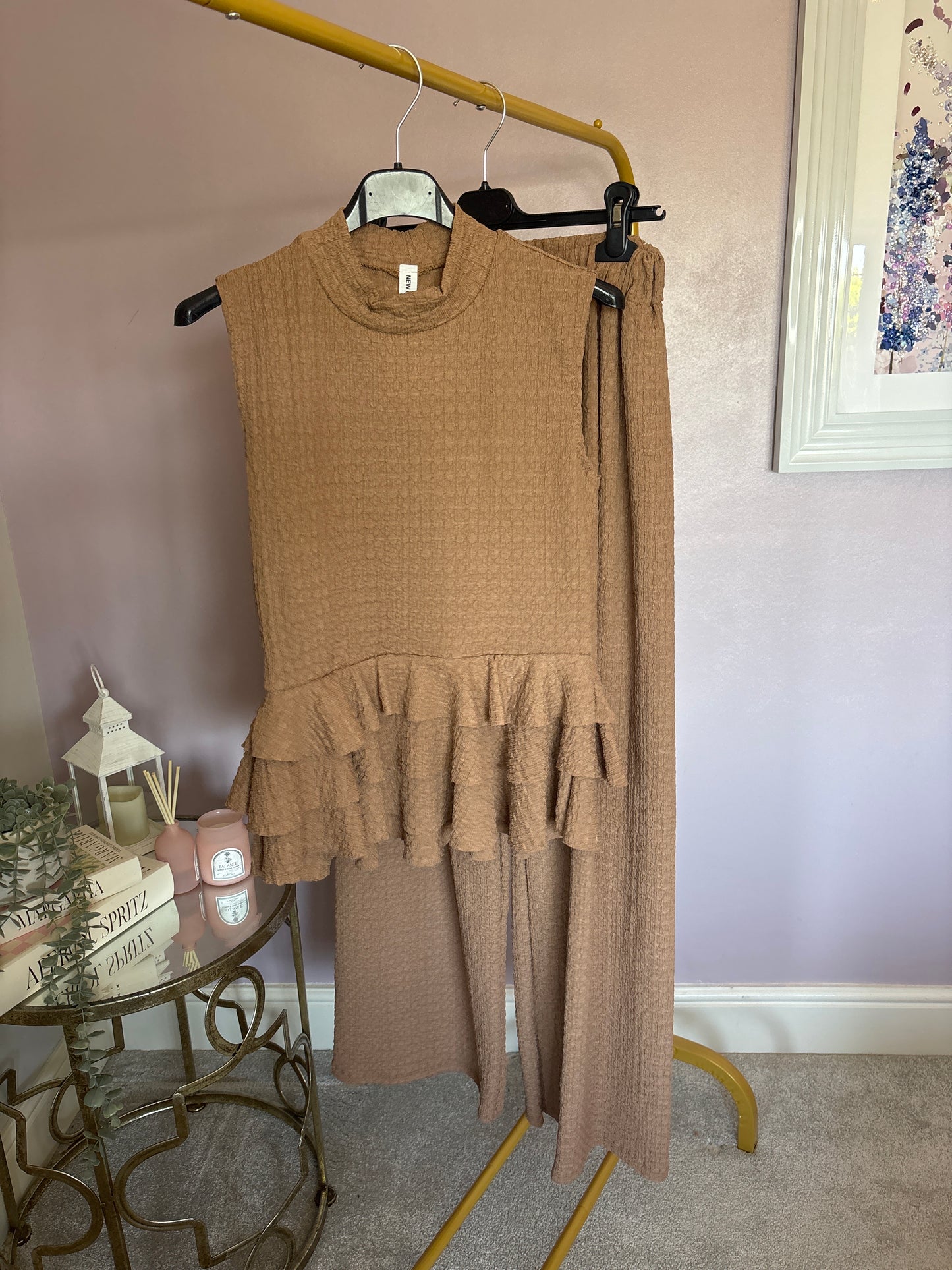 Peplum top and trouser set