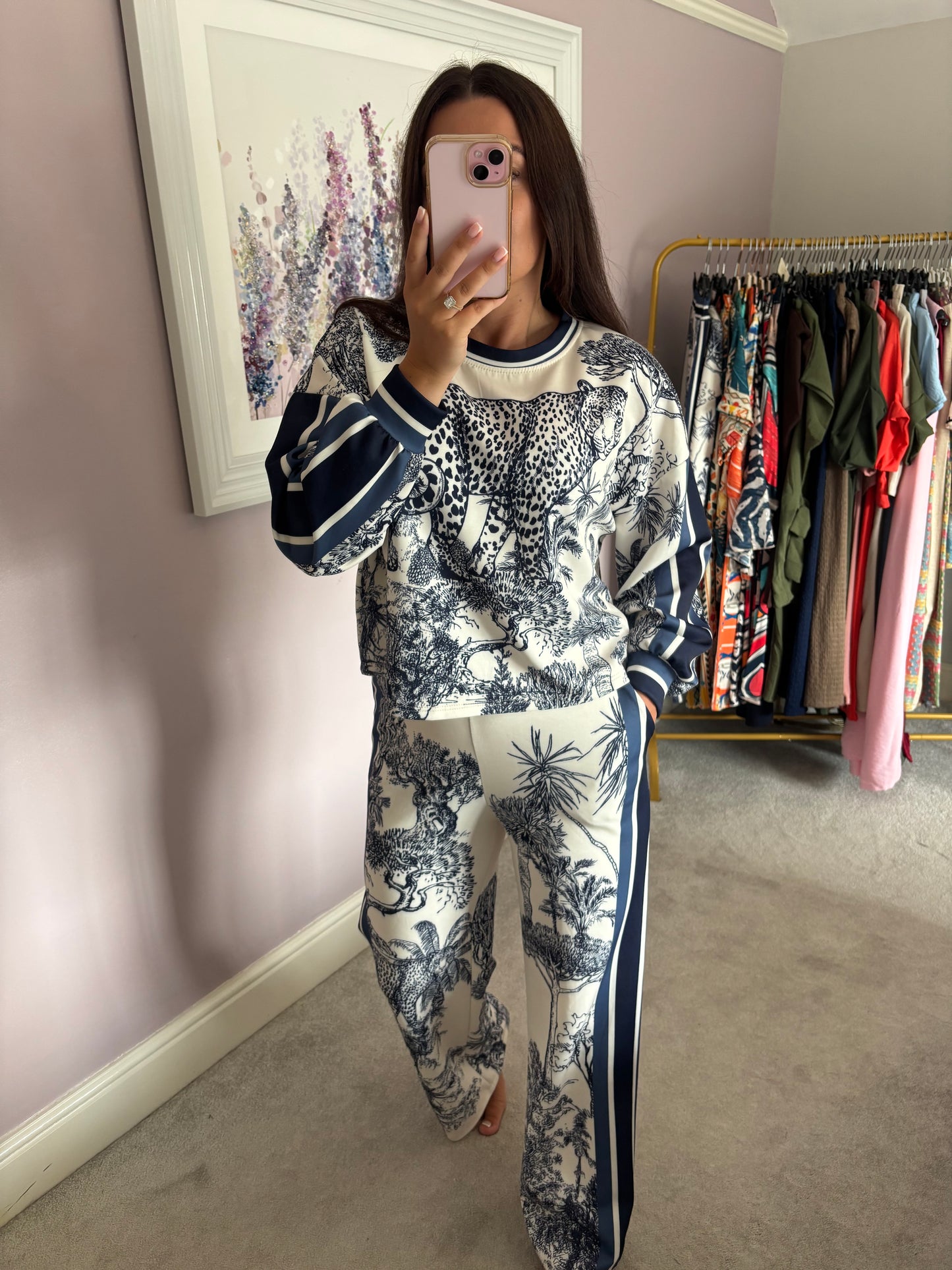 Safari pattern lounge set - navy