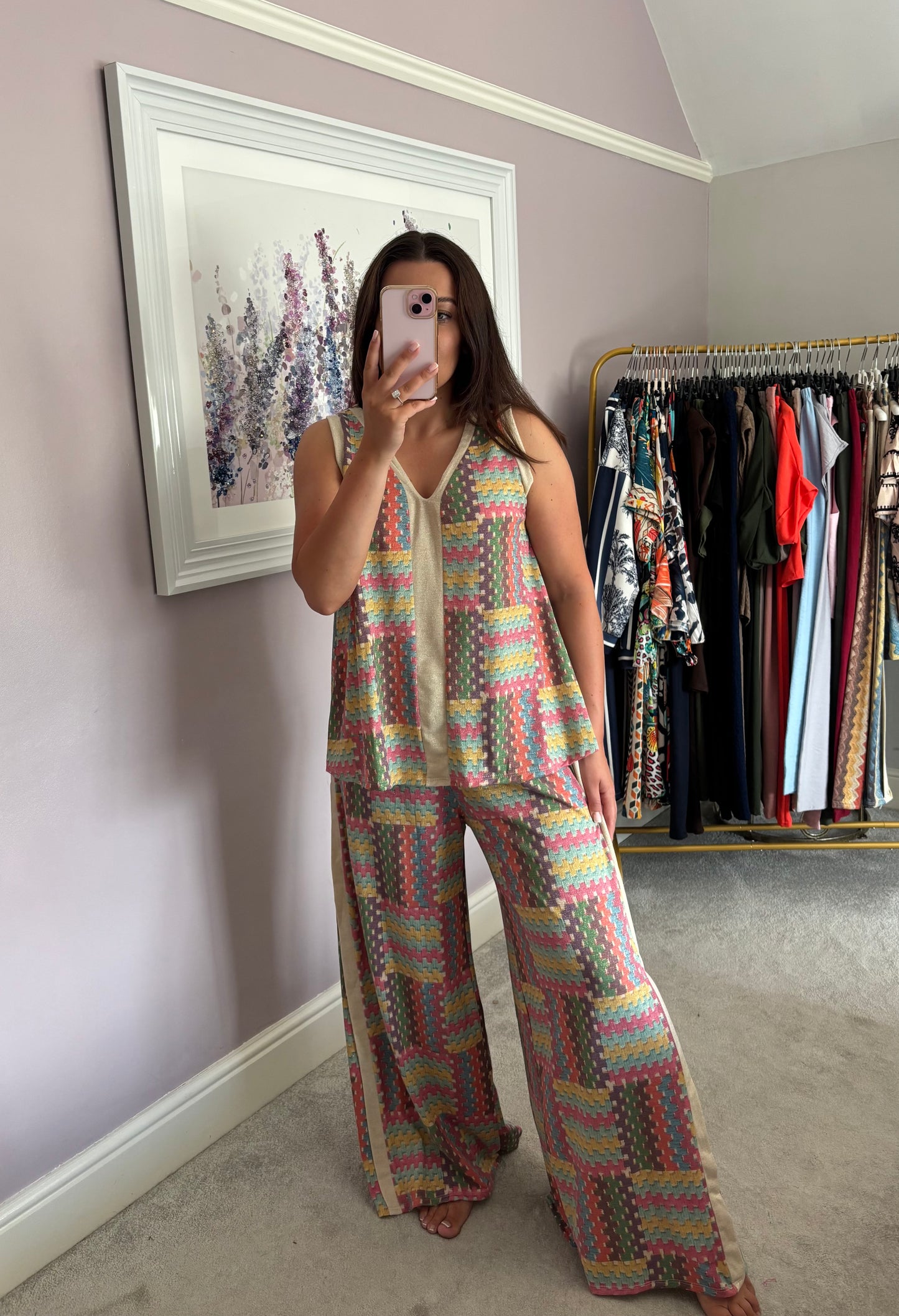 Vest and wide leg trouser set - pink